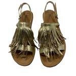 J.Crew  Gold Leather Fringe Slingback Sandals Size 8 M Photo 4