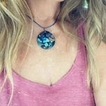 Natural abalone pendant on leather adjustable cord Purple Photo 6