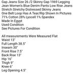 Gap Jeans Size 26 /2 Skinny 1969 Legging Jean Women's Blue Denim Pants Low Rise Jeans Photo 9