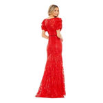 Mac Duggal  EMBELLISHED PUFF SLEEVE PLUNGE NECK TRUMPET GOWN 12421- SIZE 10 Photo 1