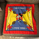 Vintage Disney Mickey Mouse Football Touchdown Bandana Scarf 100% Cotton VGUC Yellow Photo 0