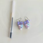 Pastel hear Earrings with Bows Purple Photo 1