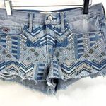 Hollister CO Blue Cotton Embellished Aztec Print Denim Shorts Photo 0