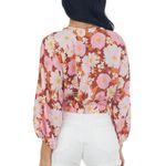 Lush Clothing Lush Pink Floral Batwing Tie Top Photo 3