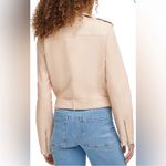 Levi's LEVI’S Women's Cream Faux-Leather Belted Hem Moto Jacket Sz xs Photo 3