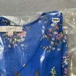 Loft Petites Blouse SP Blue Floral Print Long Sleeve V Neck Top Ruffle Detail Photo 5