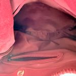 New Genuine Suede Burgundy Whipstitch Hobo Shoulder Bag Short Handle Wide Base Red Photo 7