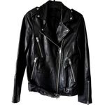AllSaints Billie Leather Biker Jacket Size XS CL Black Photo 0
