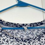 Elle  Short Sleeve Navy Blue White Short Sleeve Blouse Size XL EUC #0668-AZ Photo 4