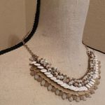 Loft Signed Gold Tone Beaded White Costume Necklace Adjustable Length Ann Taylor Photo 6