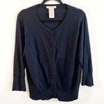 Philosophy  Cardigan Black Scoop Neck Button Front 3/4 Sleeves Knit Sz XXL EUC Photo 0