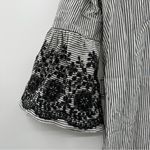 Calvin Klein  Gray‎ & White Striped Boho Wide Bell Sleeve Button Down Dress Sz 6 Photo 4