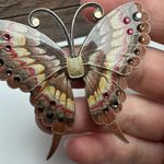 Anne Koplik Multi Color Rhinestone Butterfly Insect Enamel Brooch Pin Signed Photo 5