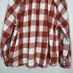 Duluth Trading Women M Orange White Gingham Printmaker Lightweight Shirt Cotton Size M Photo 5