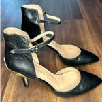Enzo Angiolini  Black and Gold Leather Ankle Strap Heels Size 8.5 EUC!!! Photo 0