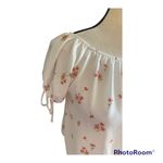 PaperMoon Beautiful ivory floral top, peasant style with gold buttons down the front, ties at the sleeve, very lightweight, elastic waist, like new, size small  Photo 3