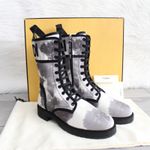 Fendi  Tie Dye Grey White Black Outlined Combat Boots Photo 1