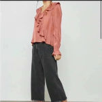 Moon River  Rust Unbalanced‎ Ruffle Top Size XS Photo 2