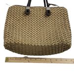 Brighton  Rita Woven Macrame Jute Straw Leather Tote Bag‎ Animal Print Lining Photo 5