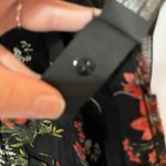 ZARA Black Floral Print Button Down Shirt Tunic Womens XS Ruffled Romantic Photo 8