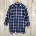 Illa Illa Flannel Shirt Dress Womens Small Blue White Plaid 100% Cotton Pockets Photo 4
