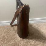 Vintage Hand Tooled Leather Purse Shoulder Strap Bucket Name Shirley Turn Lock Brown Photo 2