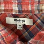 Madewell  Red Navy Plaid Button Down Long Sleeve Cotton Shirt XS Photo 3