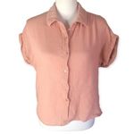 Ci Sono Textured Short Sleeve Button Front Cropped Blouse Photo 16