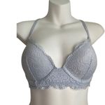 Aerie Lace Deep V Underwire Bralette Light Blue 32D Photo 2