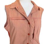 LL Bean Sleeveless Coral Button Down Shirt Vest Vented Back And Side Women Large Pink Photo 4