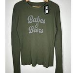 Chillionaire By Affliction Babes & Beer Graphic Long Sleeve Thermal Shirt S NWT Green Photo 1