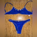 Blue Bikini Set with White Stitching Photo 0