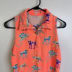 Tzu Tzu Sport Golf Top Womens Medium Orang Monkey Sleeveless Shirt 1/4 Zi UPF UV Orange Photo 1