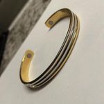 24K Gold Electro Plated Women’s Metal Costume Bangle Bracelet Two Tone Photo 1