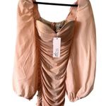 Oh Polly  Feeling Good Dress Ruched Mini Puff Sleeves BodyCon size 6 UB Photo 0