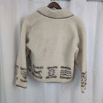 Vintage USA made Sherpa Cardigan Sweater Medium Brown Photo 3