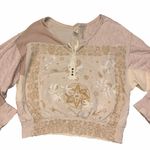 Free People  Eaglewood Cream Bandana Print Long Sleeve Top Shirt size Small Photo 3