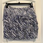 Ann Taylor  Blue, White, Black Tiered Silk Mini Skirt Photo 0