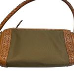Michael Kors Leather Stitch Green Canvas Small Handbag Photo 0