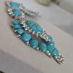 Boutique Silver Statement Turquoise Howlite with Rhinestone Necklace and Earrings Set Photo 6