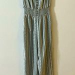 Japna  Sage Green & White Floral Sleeveless Romper w/ Elastic Waist XSmall Photo 0