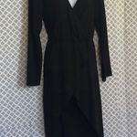 Leith sheer long sleeve deep v-neck faux wrap high low dress Photo 2