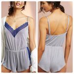 Cosabella Anthropologie Sweet Dreams Blue Lace Dot Sleep Mini Romper Playsuit SP Photo 1