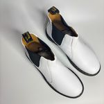 Dr. Martens 2976 Yellow Stitch Smooth Leather Chelsea Boots in White Photo 6