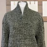 Source Unknown Lambs Wool Blend Heather Green Long Sleeve Cable Knit Cross Cowl Neck Sweater-PL Photo 3