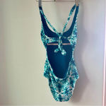 Tori Praver Seafoam Beach Blue Tie Dye Cheeky Women's One Piece. Size medium Photo 5