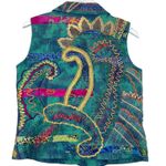 Chico's  Embroidered Tie-Dye Denim Vest Size 1 / S Boho Patchwork Artsy Eclectic Photo 2