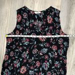 Beach Lunch Lounge Black Floral Sleeveless Mini V Neck Dress Swim Cover Size L Photo 2