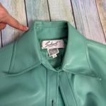 Sakowitz Vintage Trench Coat Jacket Sea Foam Green Vinyl Size 10 Belted Dagger Photo 7