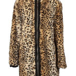ZARA Tan Brown Faux Fur Animal Print Coat Jacket - S Photo 0